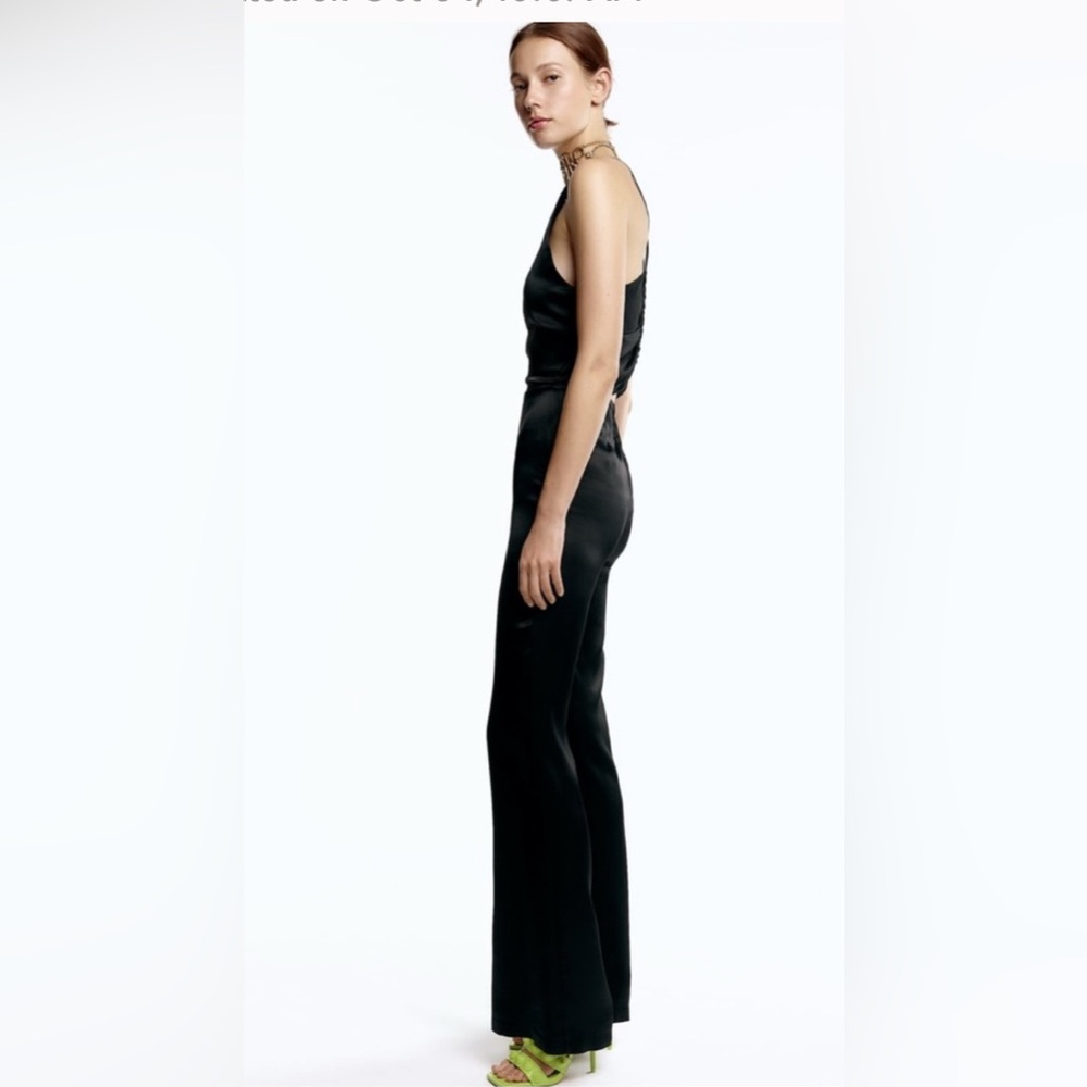 Zara Black Satin Back-Cut Jumpsuit new - Picture 4 of 11